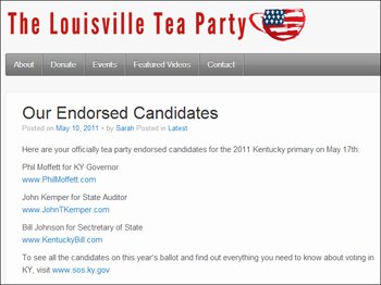 Louisville Tea Party Endorsements