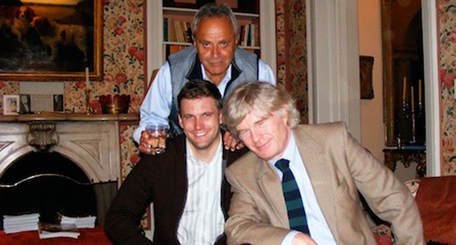 Richard Spencer, with Taki Theodoracopoulos (behind) and Peter Brimelow (right), in Manhattan 2009