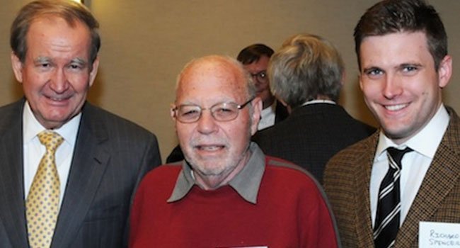 Richard Spencer (right), with Pat Buchanan (left) and Paul Gottfried (center).