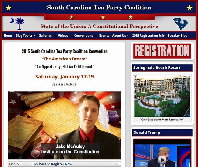 Jake MacAulay at the South Carolina Tea Party Coalition Convention