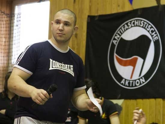 Ivan Khutorskoi at an Antifa meeting in October