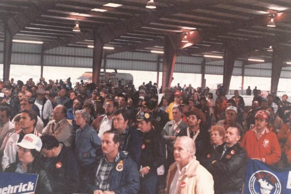 Farmers stand in solidarity with striking U.A.W. workers (1986-1987).